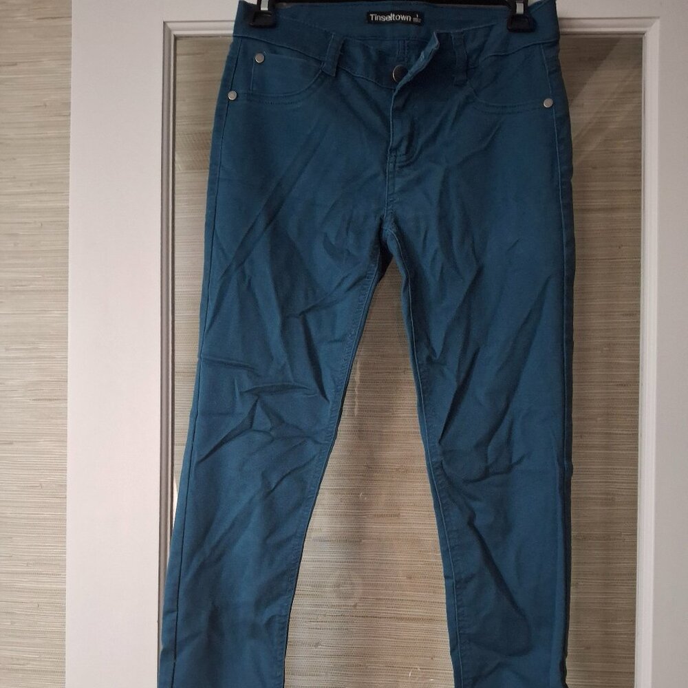 Green-Blue Straight Leg Jeans